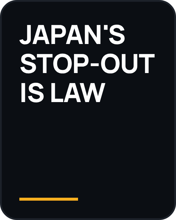 Japan's stop-out is law. Opens FROM THE CODE, episode 1, on Instagram